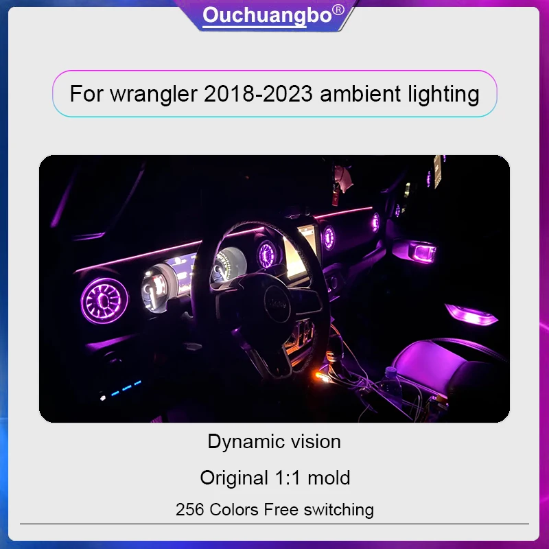 

Ouchuangbo LED Atmosphere Lamp For Jeep Wrangler 2018-2023 Luminous Air Outlet Ambient mood light Interior lighting Backlight