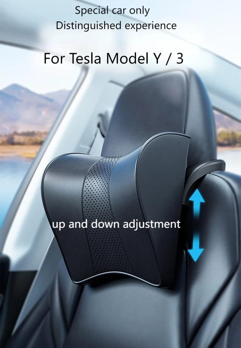 For Adjustable neck protector leather headrest for Tesla Model Y Juniper 2025 Mo