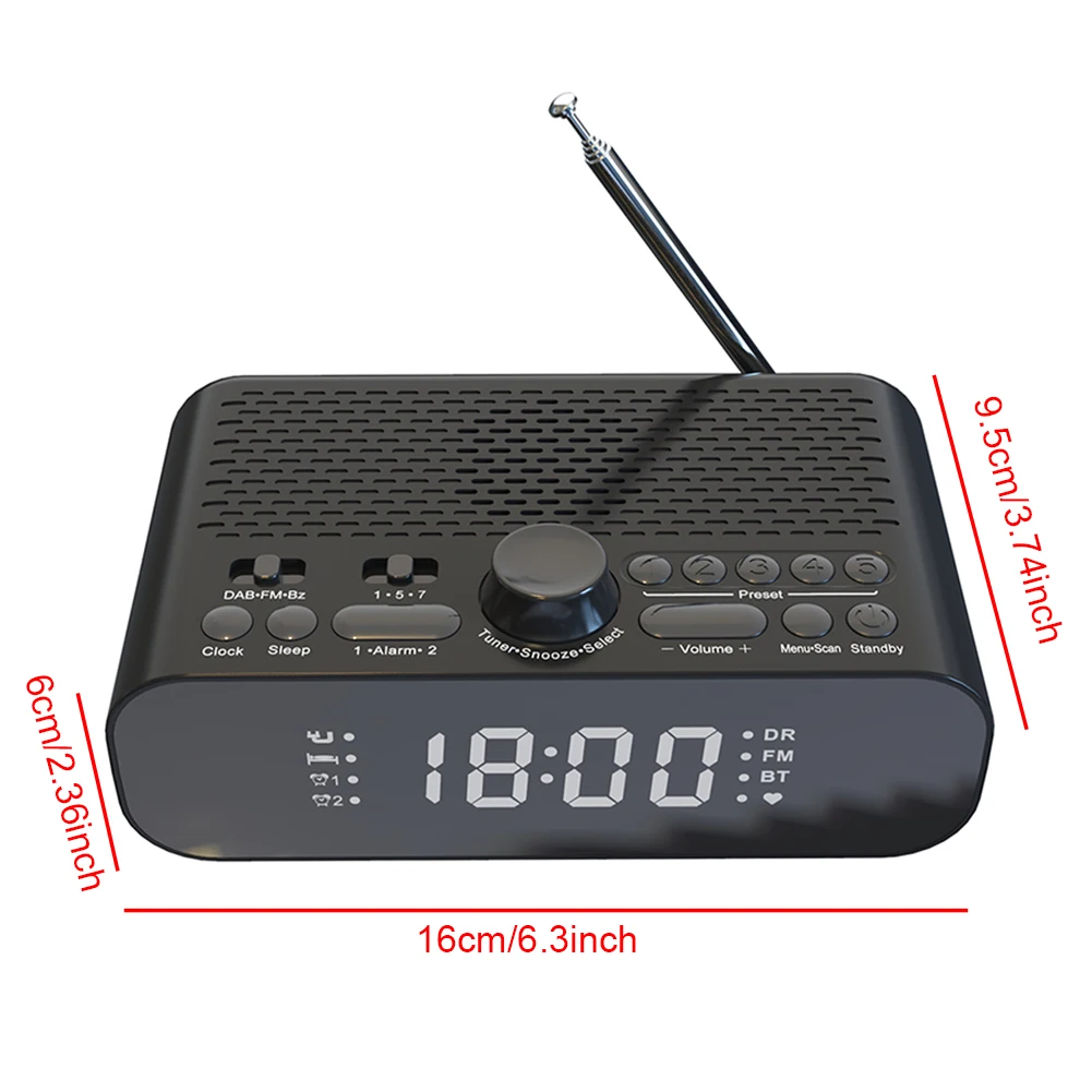 Portable DAB FM Radio LED Display Digital Radio Battery Operated Radio Digital Alarm Clock Radio for Home Outdoor Gift 6