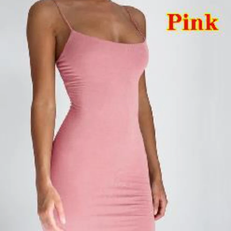 Summer Spaghetti Strap Mini Dress 2024 Women Sexy Bodycon Club Party Dresses Short Female Camisole Solid Black Sheath Sundress 6