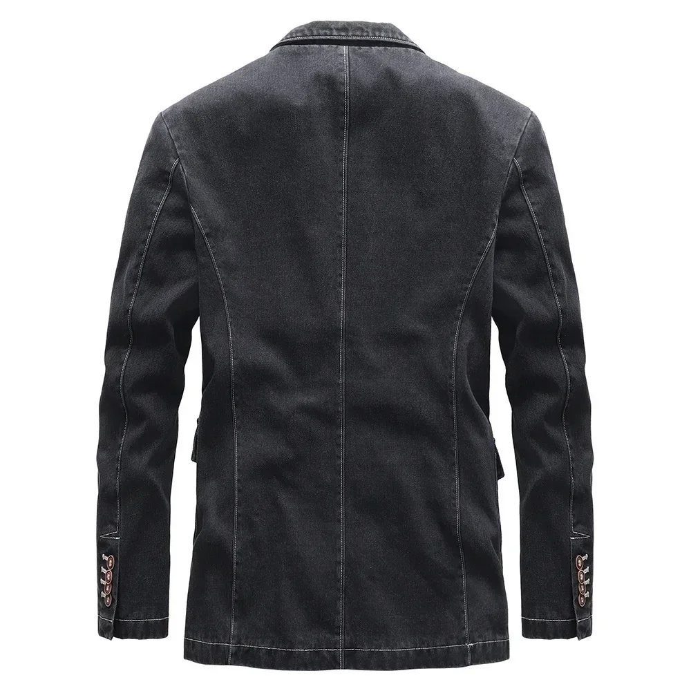 HOO Men's Autumn Fashion Denim blazer Business Casual New Youth Handsome Denim blazer