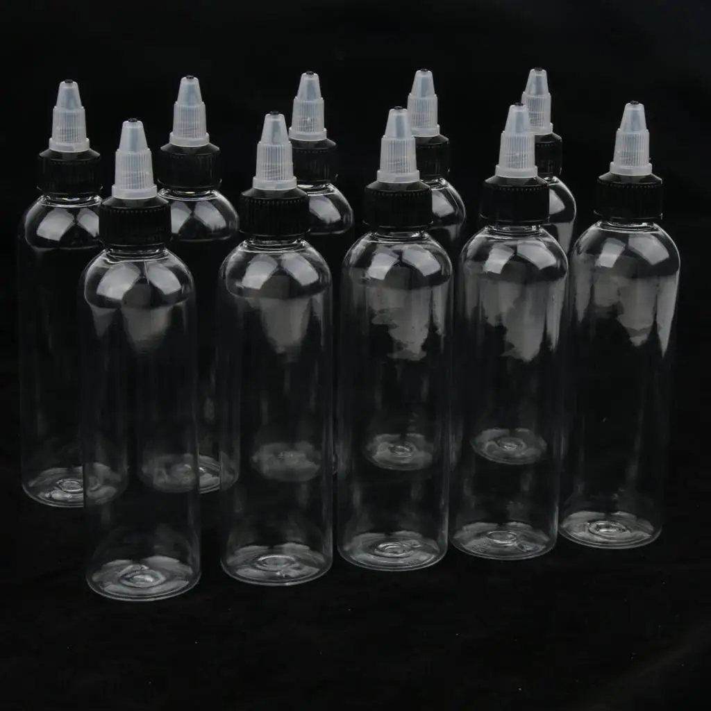 어플리케이터 포함 플라스틱 빈 병, 깍지 디자인, 액체 드립 및 주입이 용이, 10 개, 4oz(120mL)
