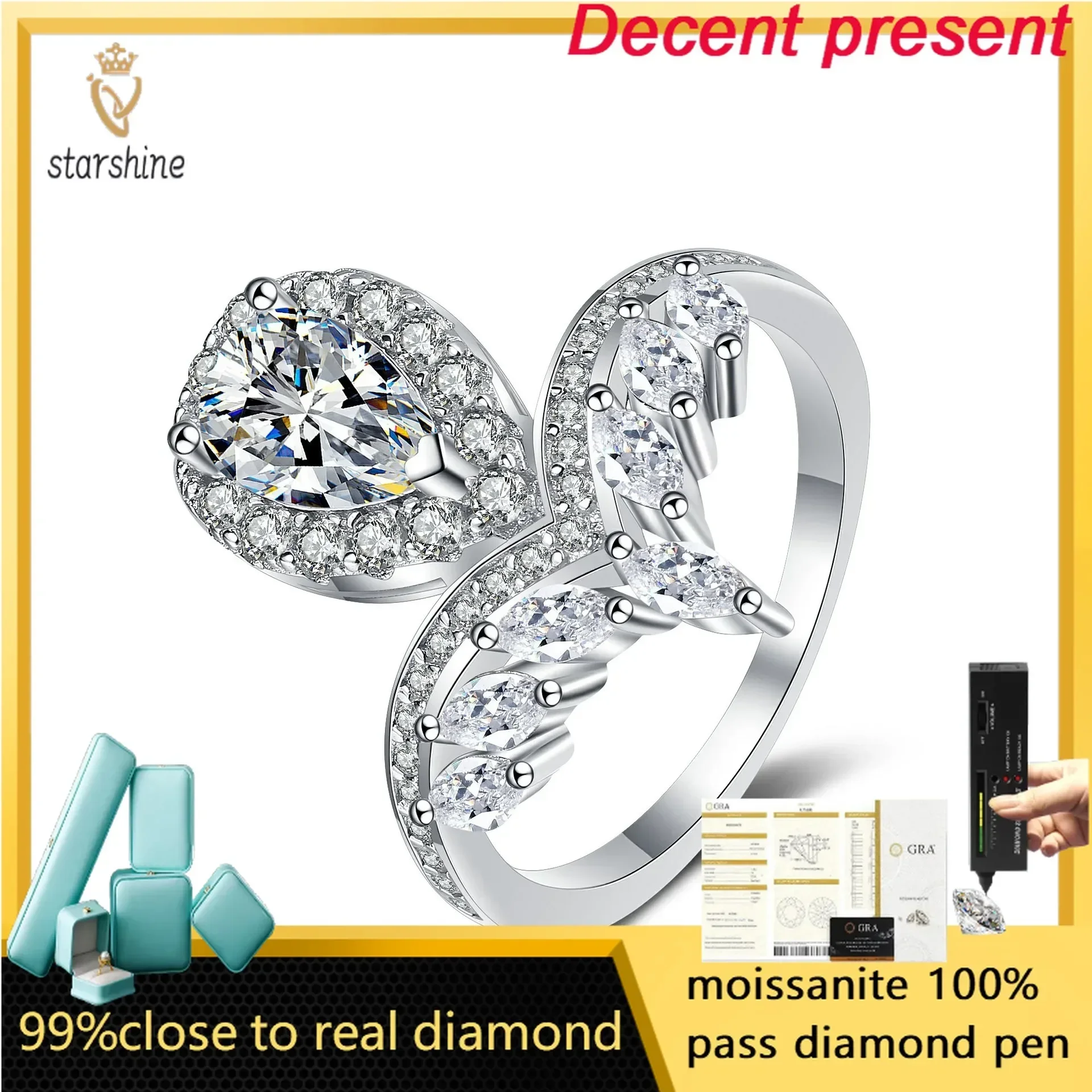 

925 Silver moissanite diamond wedding engagement ring princess crown shape women couple jewelry gift luxury gold new design