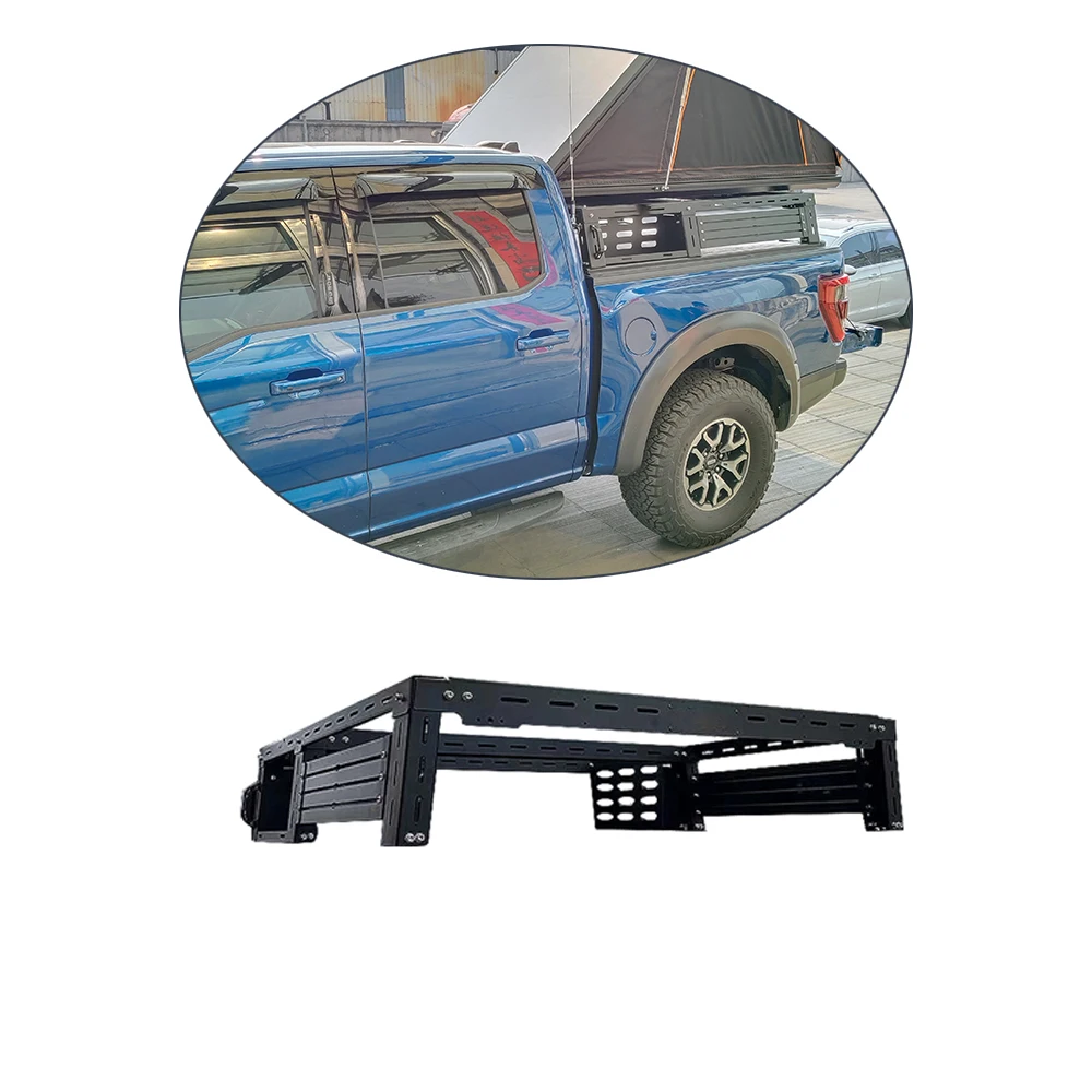 F150 / 툰드라 / 램1500 / 램 1500 TRX용 범용 조절식 롤바 알루미늄 합금 캐리어 케이지 트럭 베드 랙