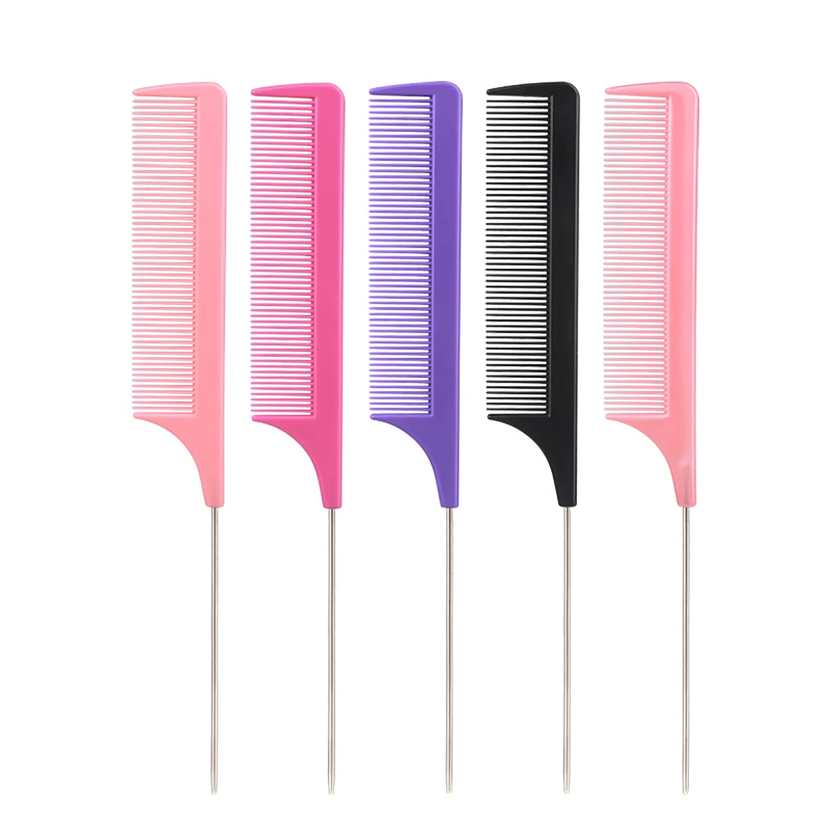 1pc Professional pointed tail comb salon hair styling stainless steel antistatic dyeing hair comb Special for real hair wigs