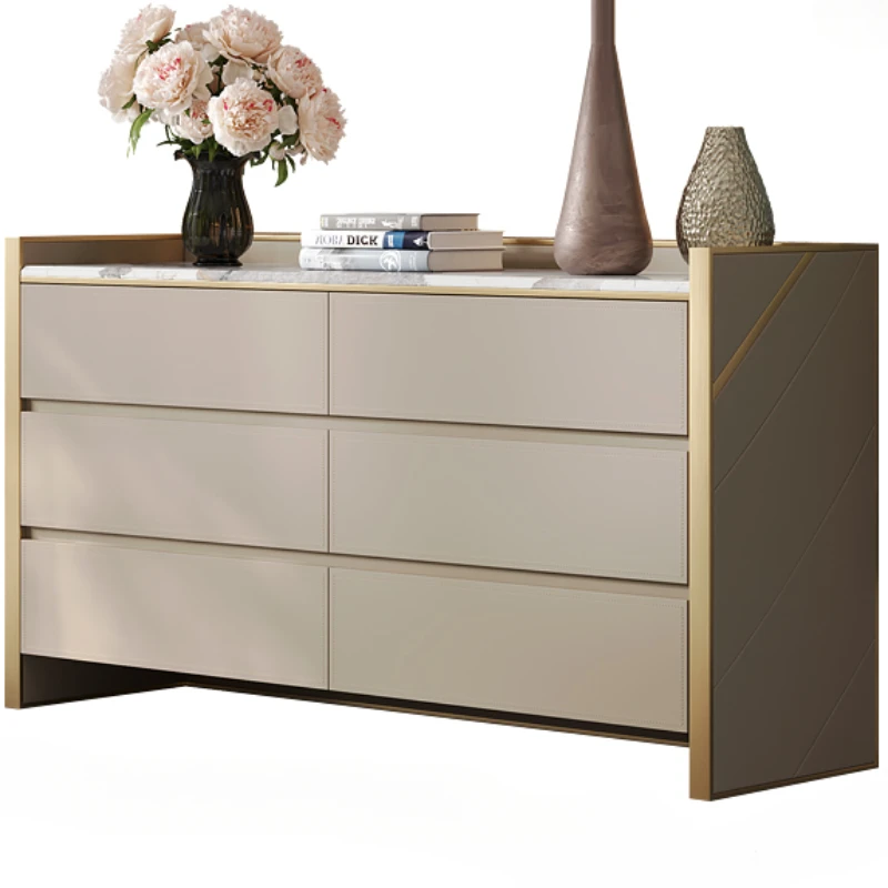 

Light luxury six bucket cabinet, fashionable marble, customized high-end TV cabinet, drawer, storage, bedroom