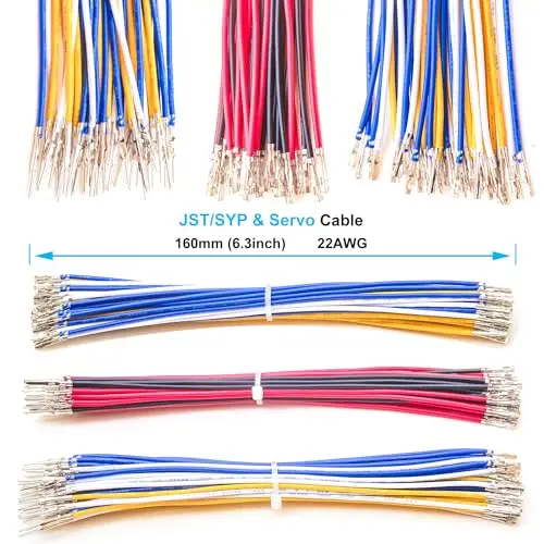 Kit de connecteurs servo 2.5mm JST-SYP et 2.54mm pour modélisme RC, vue détaillée des broches.