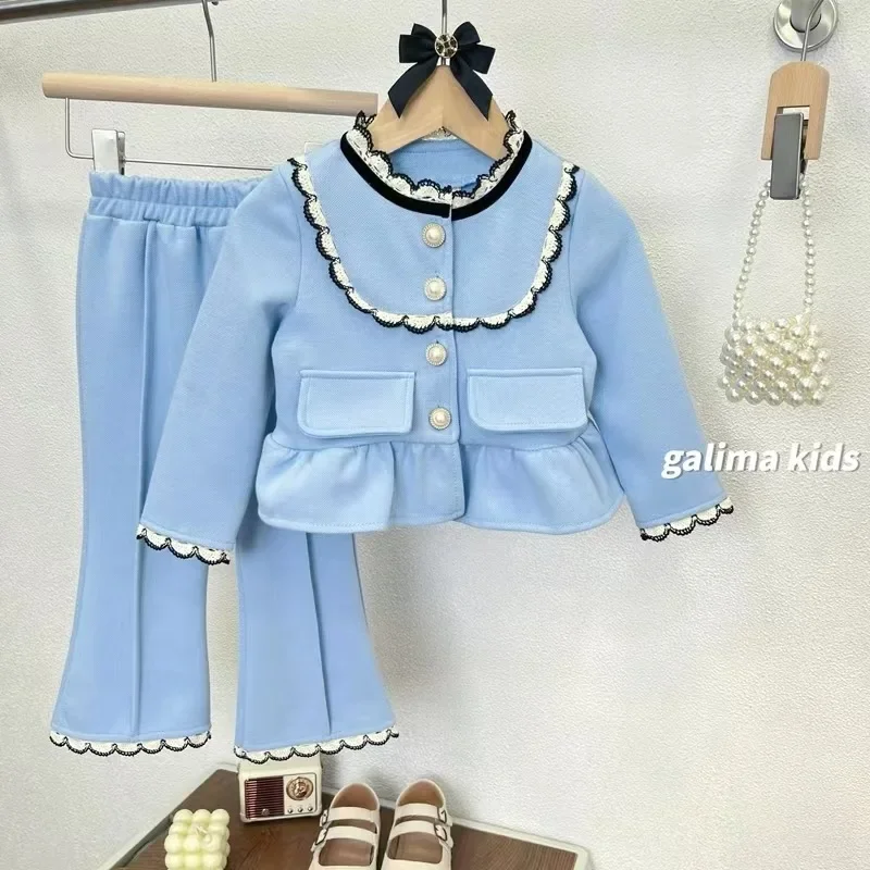 

Girls' Clothing 12M-8Y Baby French Doll Neck Top+casual Pants Two-piece Children's Spring Autumn Set