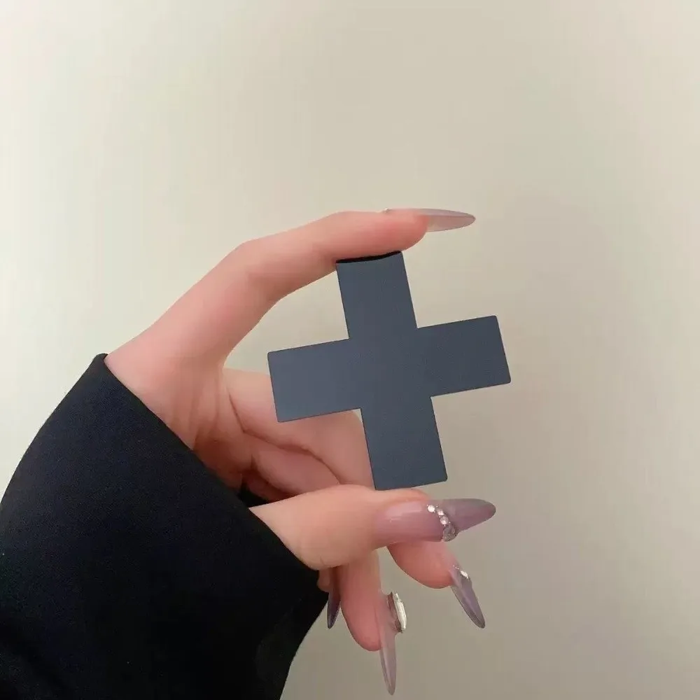 Cross Leather Studded Cross Hair Clip Sweet and Cool Hot Girl Leather Buckle Handmade Faux Leather Hair Clip