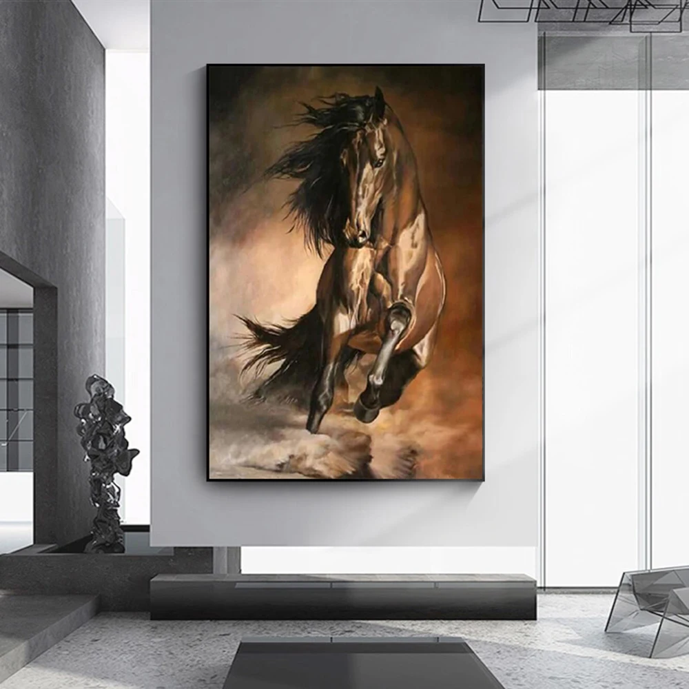 

Running Horse Prints Oil Paintings On Canvas Art Nordic Mural Animals Posters Pictures Artwork For European Classical Room Decor