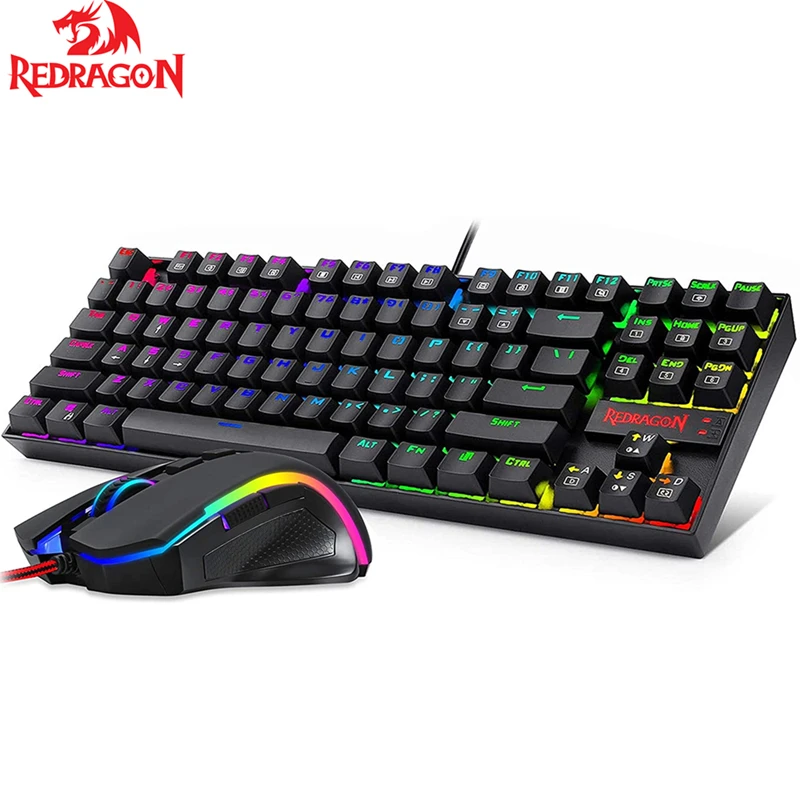 Redragon Gaming Keyboard Mouse Set K552-RGB-BA Mechanical Keyboard and Mice Combo USB Wired for Windows PC Gamers gaming computer keyboard Keyboards