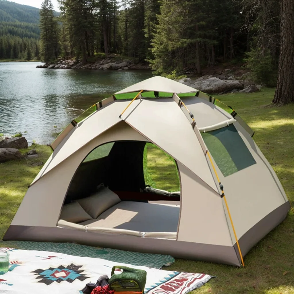 3-4 Person Camping Tent, Outdoor Pop Up Tent, Automatic Tents for Camping Waterproof Family Easy Set Up Tent