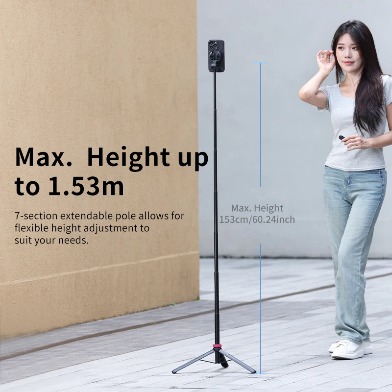 Selfie Stick Tripod Ulanzi MT-84 1.53M Magnetic Wireless Bluetooth Remote Phone Extension Tri Phone Live Streaming Vlog Custom