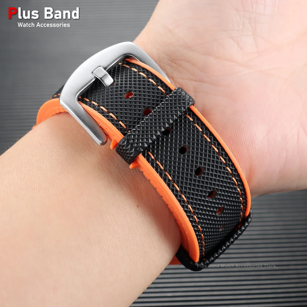 Nylon Sailcloth Rubber Hybrid Waterproof Watch Strap Bracelet