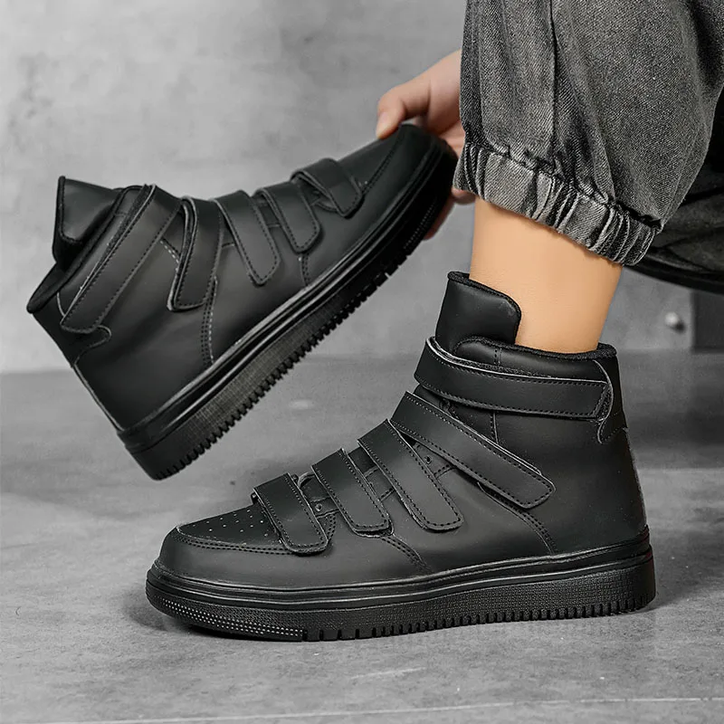 black high top velcro sneakers