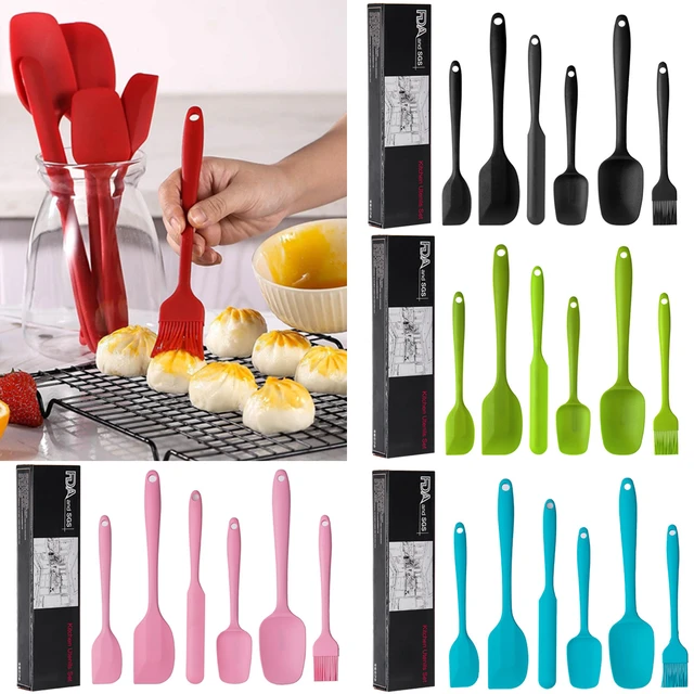 Silicone Spatula Set Heat Resistant Rubber Kitchen Utensils Cooking Baking  Tools
