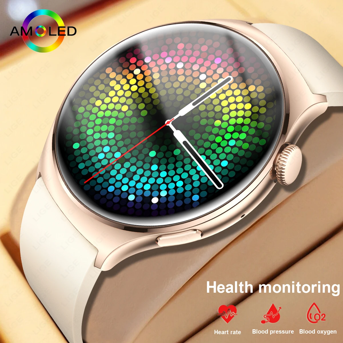 LIGE AMOLED 스크린 스마트 워치 2024 블루투스 통화 워치, 여성용 건강 모니터, 스포츠 피트니스 스마트워치, 1.43 인치, 신제품