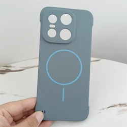 Luxury Matte Slim Frameless Magnetic Phone Case - Compatible with Wireless Charging, Hard Cover Design - Oneplus 12R (Light Blue)
