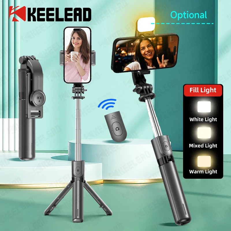 KEELEAD F01 Selfie Stick Tripod Phone Holder for Mobile Phone Shooting Video with Wireless Remote Control Optional Fill Light selfie stick tripod selfie stick sports camera selfie stick cell phone selfie stick smartphone selfie stick phone selfie tripod