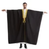 TH842 Muslim Men's Long Sleeves Embroidery Ankle Length Cardigan Robe Islamic Kaftan Jubba Thobe