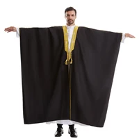 TH842 Muslim Men's Long Sleeves Embroidery Ankle Length Cardigan Robe Islamic Kaftan Jubba Thobe