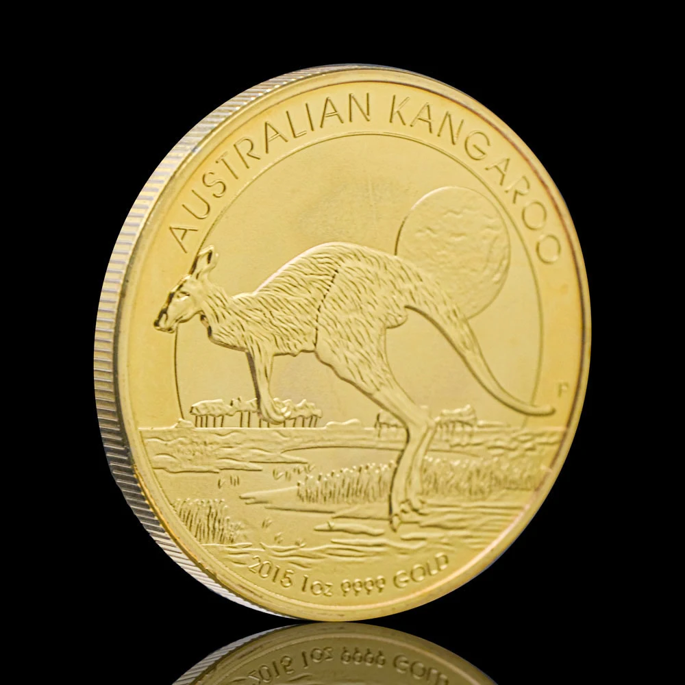 Gold Plated Australian Kangaroo 1OZ Elizabeth II Queen Australia