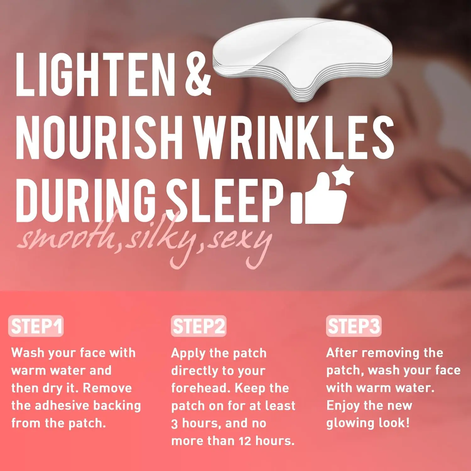 8Pcs Silicone Forehead Wrinkle Patches Reusable Anti Wrinkle Facial Pads for Smoothing Forehead Wrinkles & Fine Lines Overnight