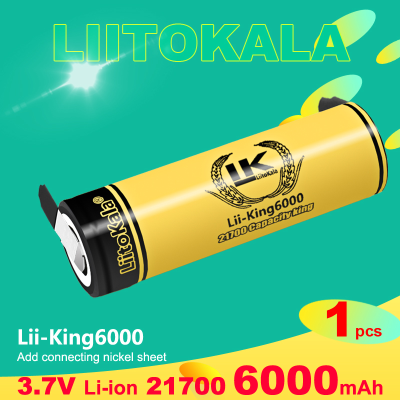 1PCS LiitoKala King6000-N 3.7V 21700 6000mAh Rechargeable Lithium Battery For Speaker LED Flashlight Torch Accessory