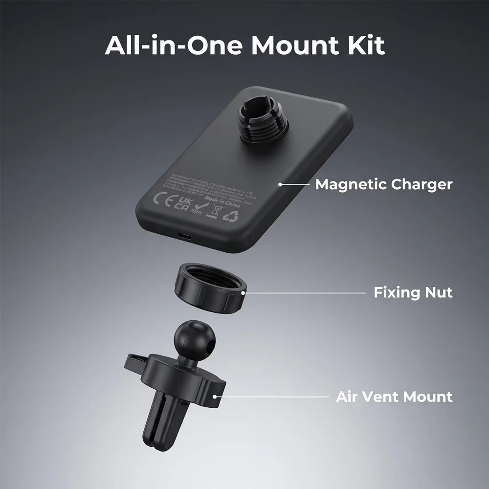 Magnetic Wireless Car Charger with Air Vent Phone Holder Clip