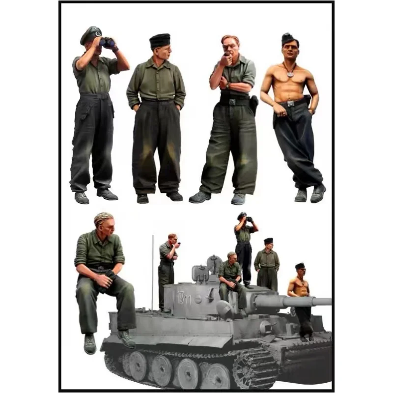 1/35 레진 군인 모델 GK - 독일군 탱크 트루퍼(5개 피규어) - 조립되지 않은 미도색 DIY 키트 - 620