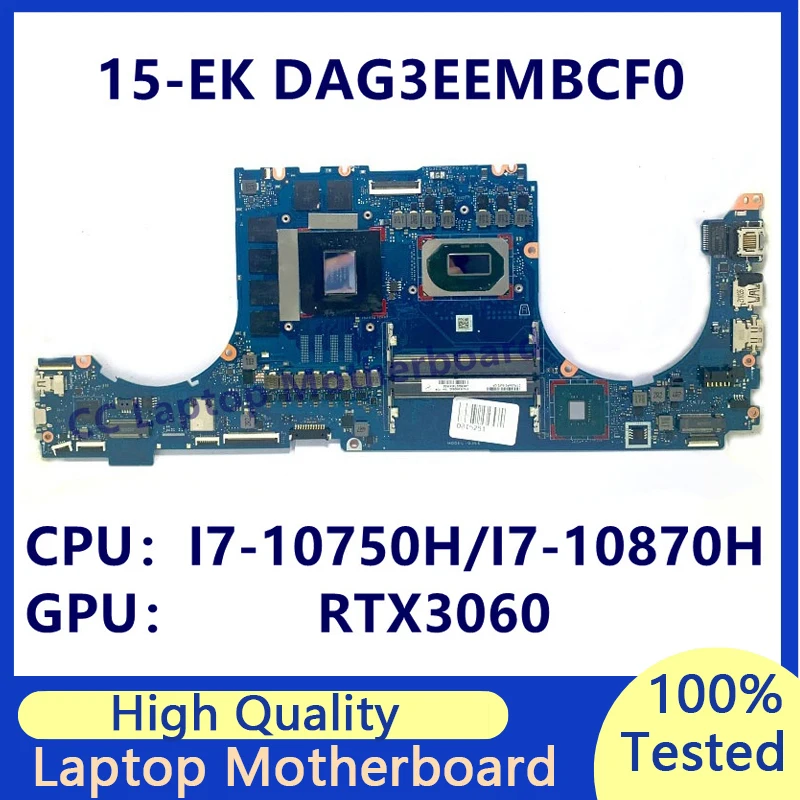 

M44652-001 для ноутбука HP 15-EK, материнская плата с M44652-601/I7-10870H, ЦП I7-10750H RTX3060 dagembcf0 100% протестирован