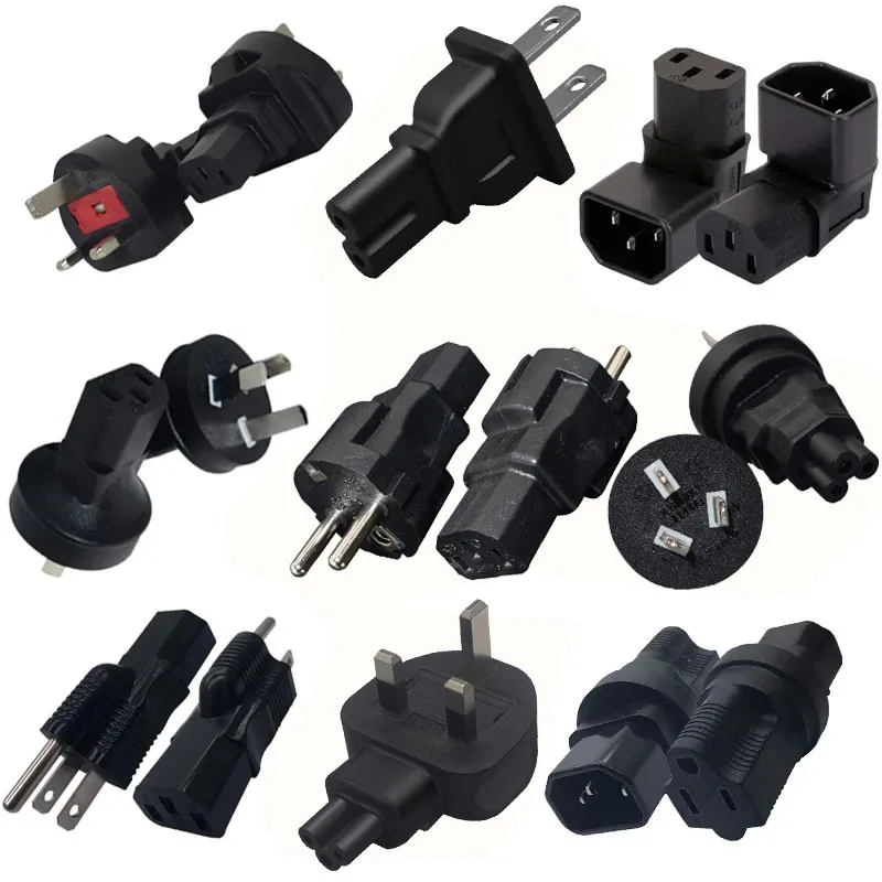 Plug Adapter AC Adapter Power Plug Connector 1pcs IEC320 C13 C5 C7 to AU UK EU US Convert Connector European Australia America 5-15R to C14 C5 C7 C13 Adapter Socket Plug
