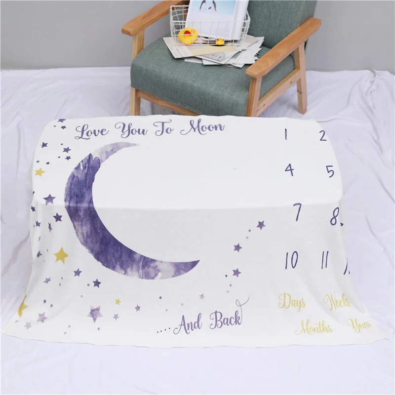 Baby Monthly Milestone Blanket For Girl Boys Floral Wings Newborn Soft Flannel Blanket Photo Prop Background Child Play Mats 6