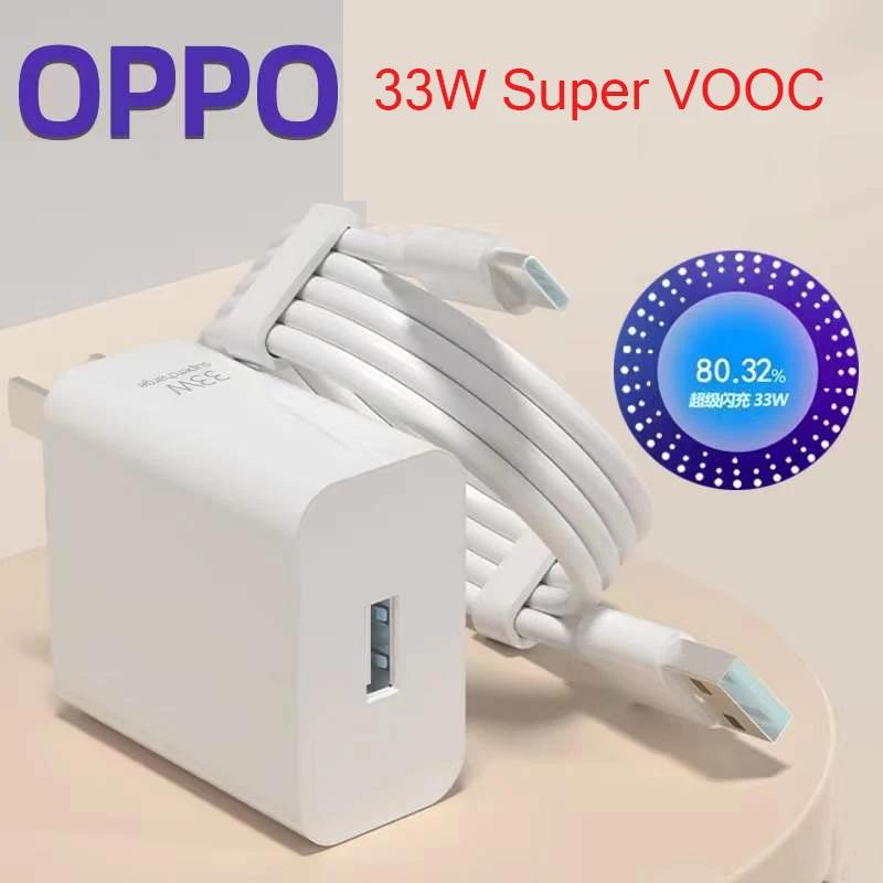 Caricabatterie Rapido OPPO VOOC Originale VC56HACH 30W Con Cavo USB-C, 1m, Bianco
