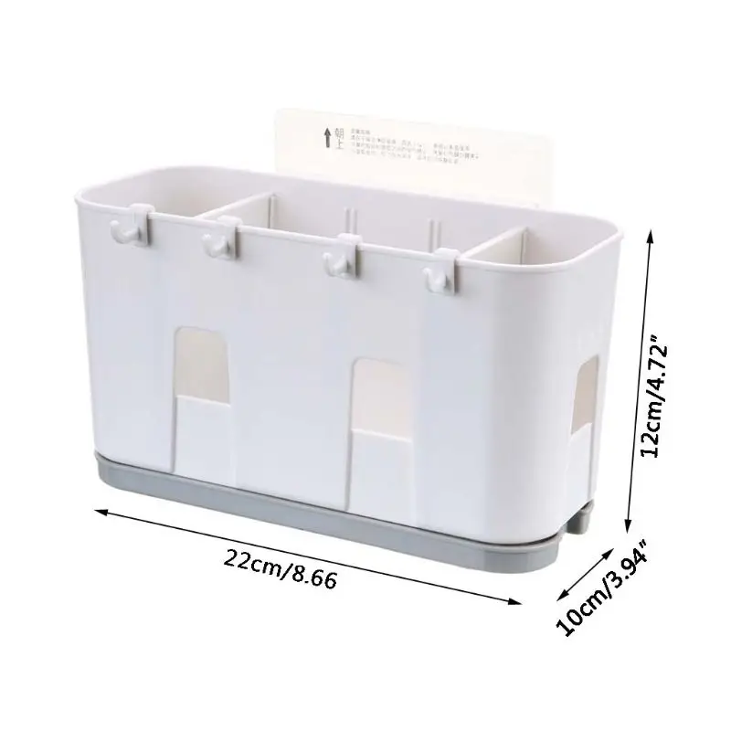 Wall Mounted Cutlery Drainer Rack with Drip Tray Utensils Organizer Spoon Fork Kitchen Supplies