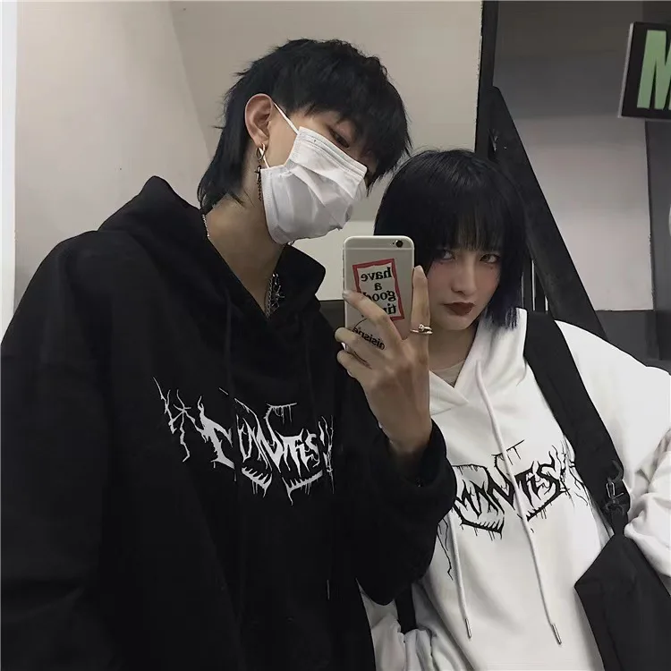 

Dark Personality Print Women Hoodied 2023 New Black Hooded Sweater Jacket Loose Casual Hoodies Sweatshirt Hoodie Y2k Clothes Top