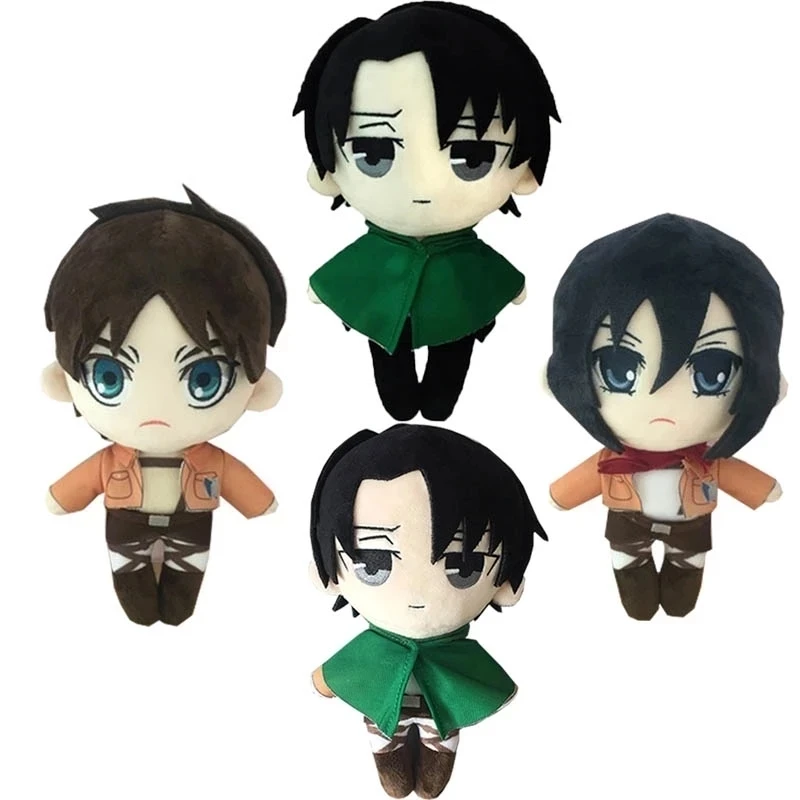 Attack on Titan Plush Doll Anime Cute Soft Stuffed Plush Pillow Mikasa Ackerman Plush Toys Doll Cosplay Accessories 4pcs/lot attack on titan 18