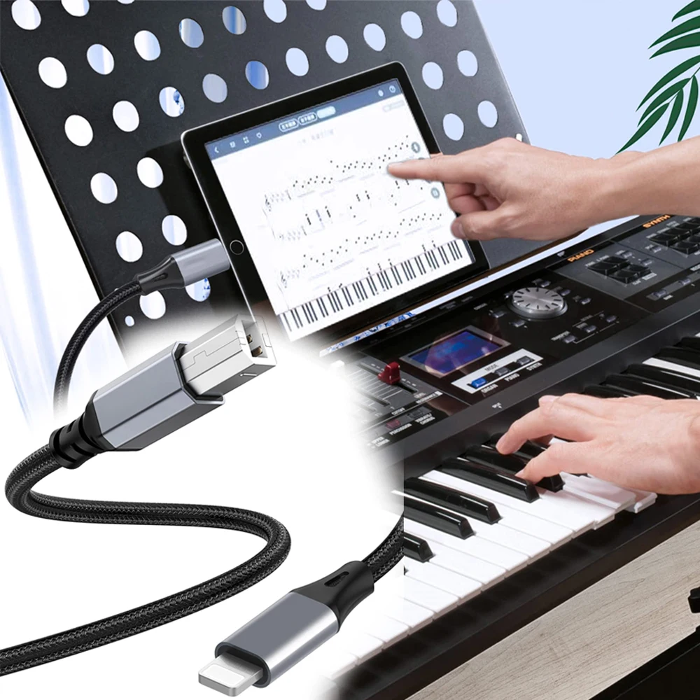 Cable MIDI tipo B USB OTG USB C a macho para Lightning iPhone iPad a