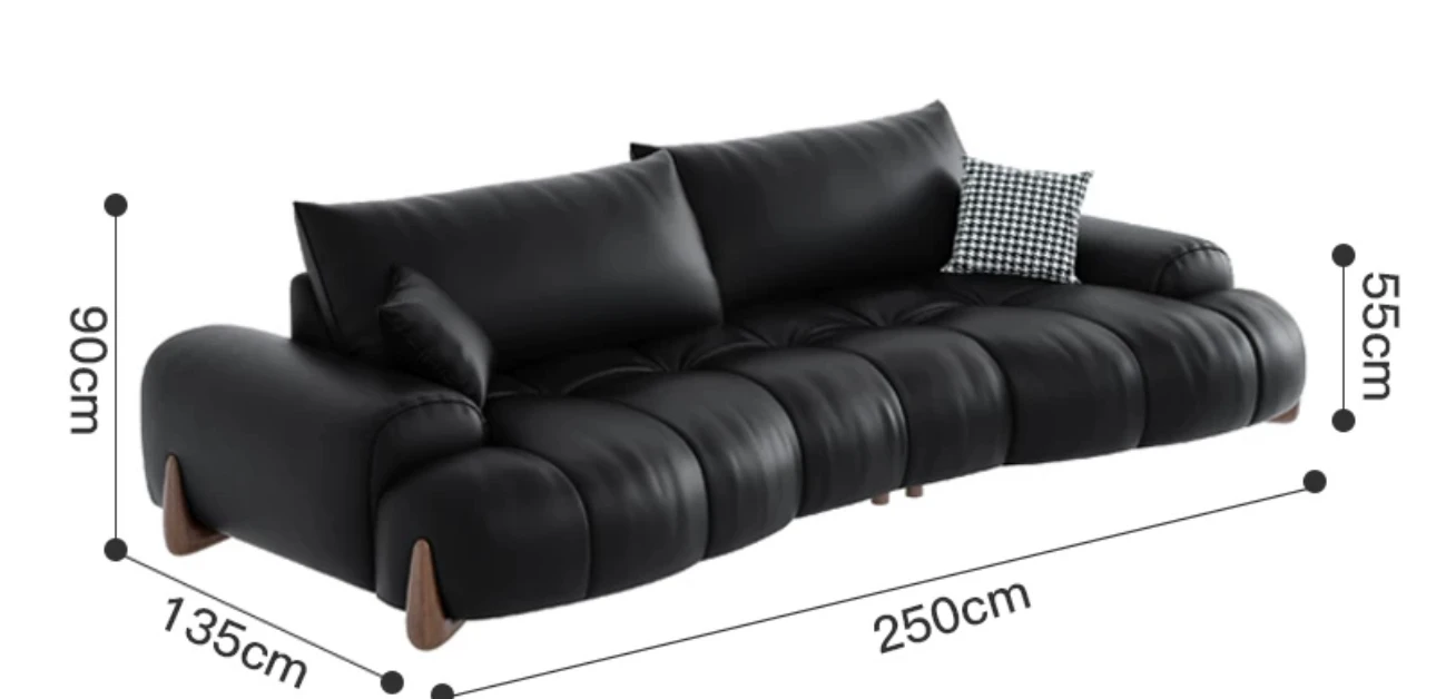 Retro first-floor leather sofa living room online celebrity Puff Italian minimalist small apartment special-shaped large sitting