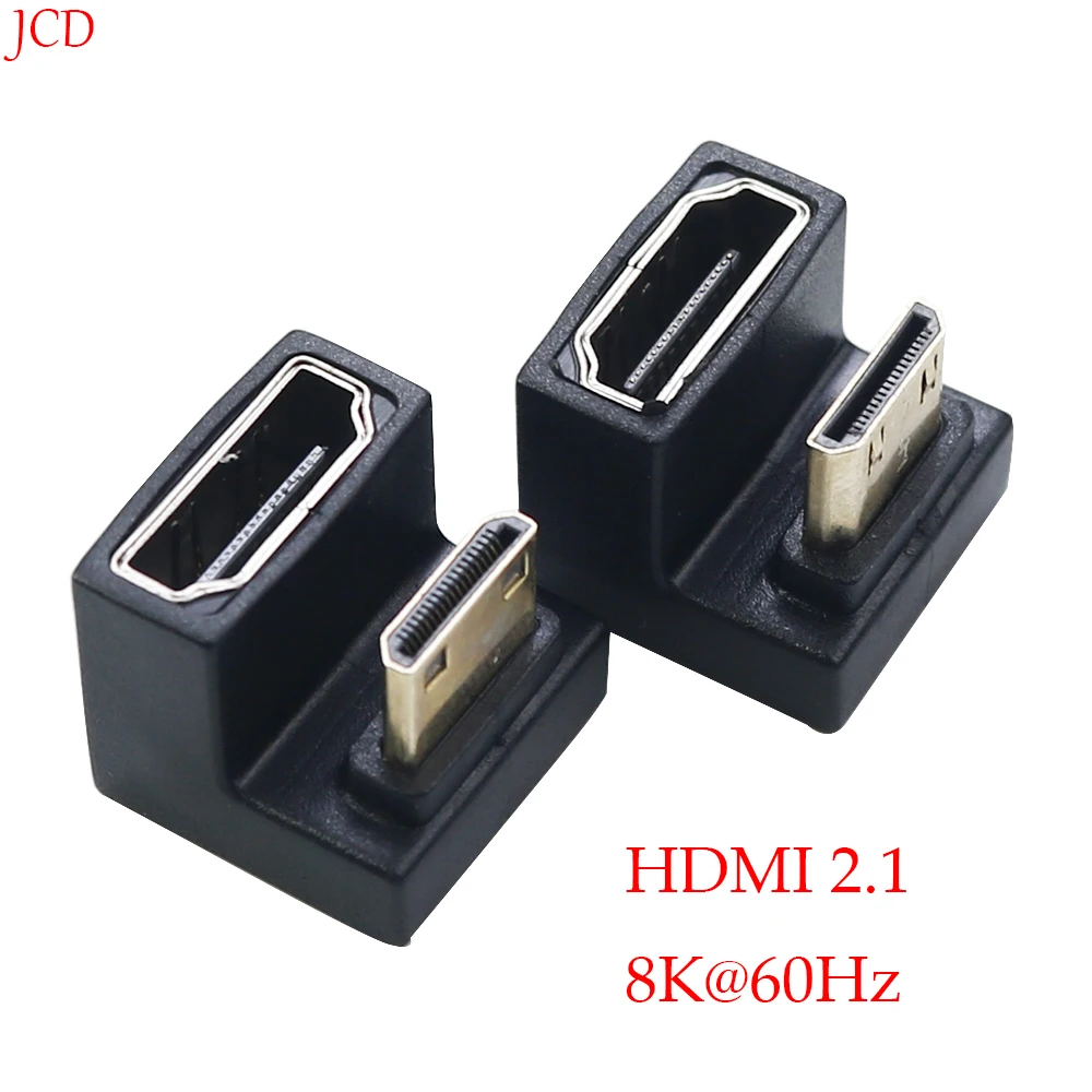 Graus Mini Hdmi em Forma de u Adaptador 180 Mini Hdmi Macho para Hdmi Fêmea Angular 90 l tipo Conversor hd 2.1v Extensão 8k 60hz 1pc 360
