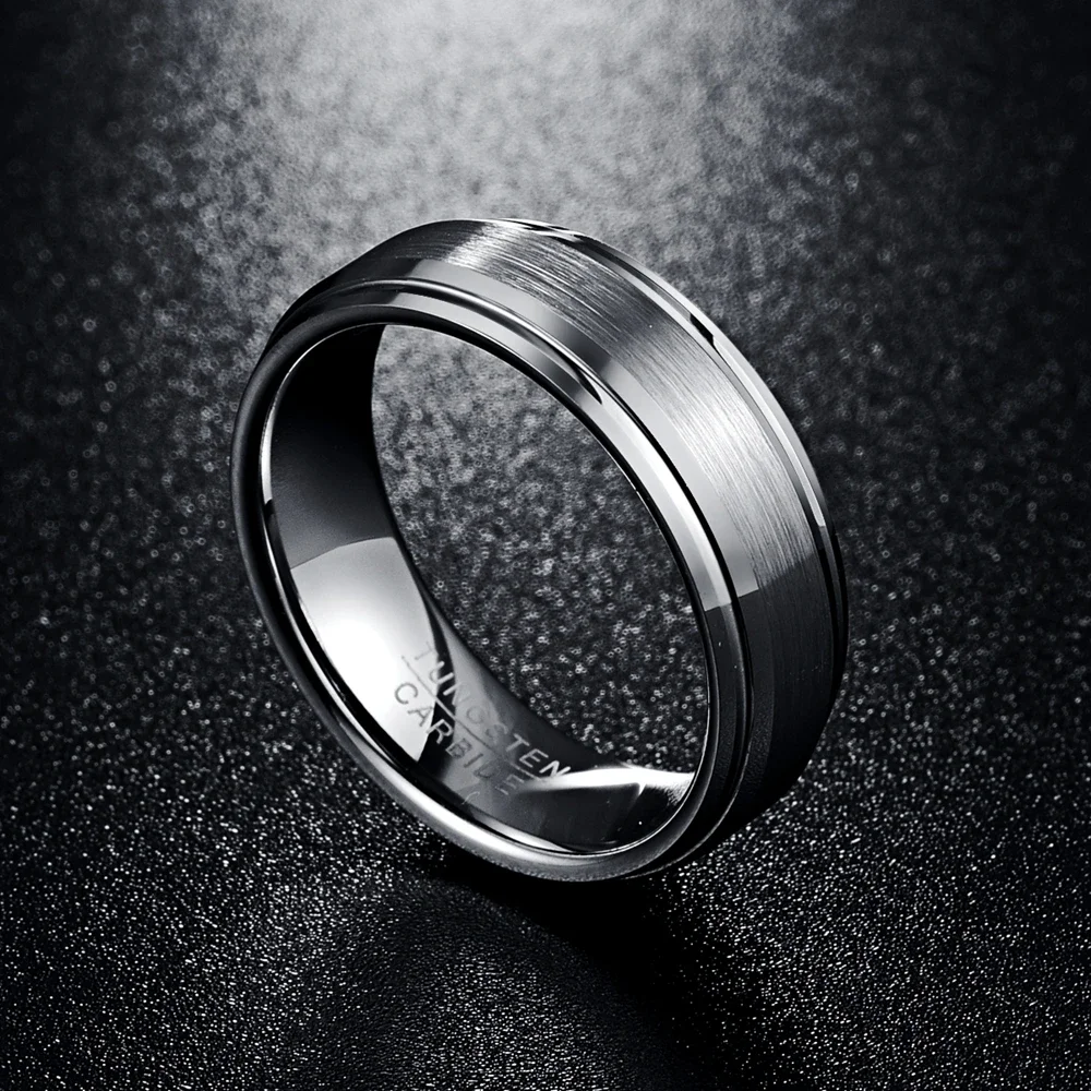 NUNCAD New Fashion Simple Men's 7mm Tungsten Carbide Ring Matte Finish Wedding Engagement Band Size 6 to 14 T022R 3