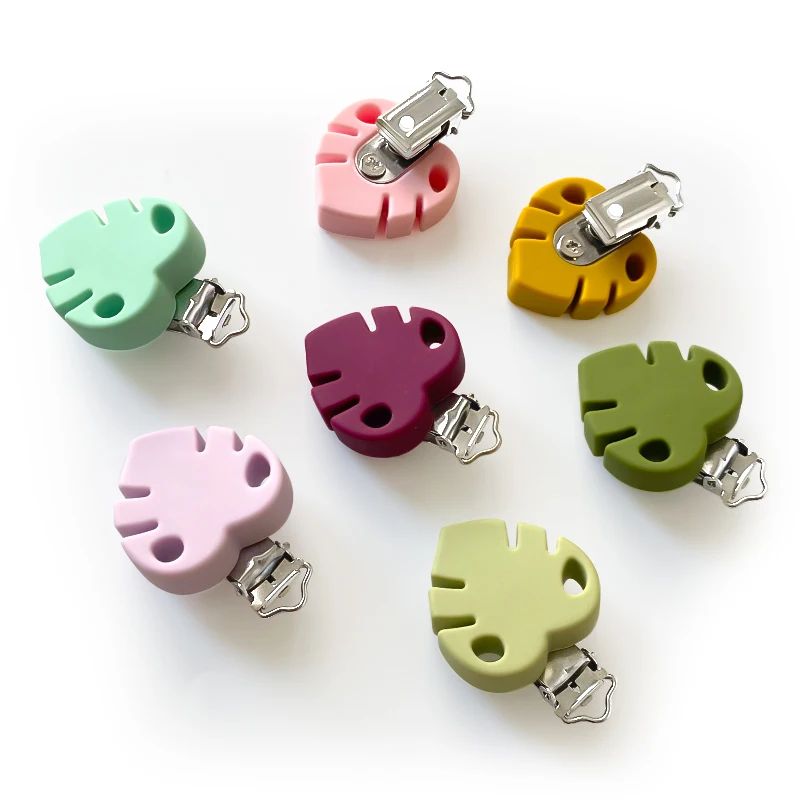 3pcs Silicone Pacifier Clip Tree leaf BPA Free DIY Baby Teething Teether Necklace Bead Molar Accessories Dummy Holder Clip 5