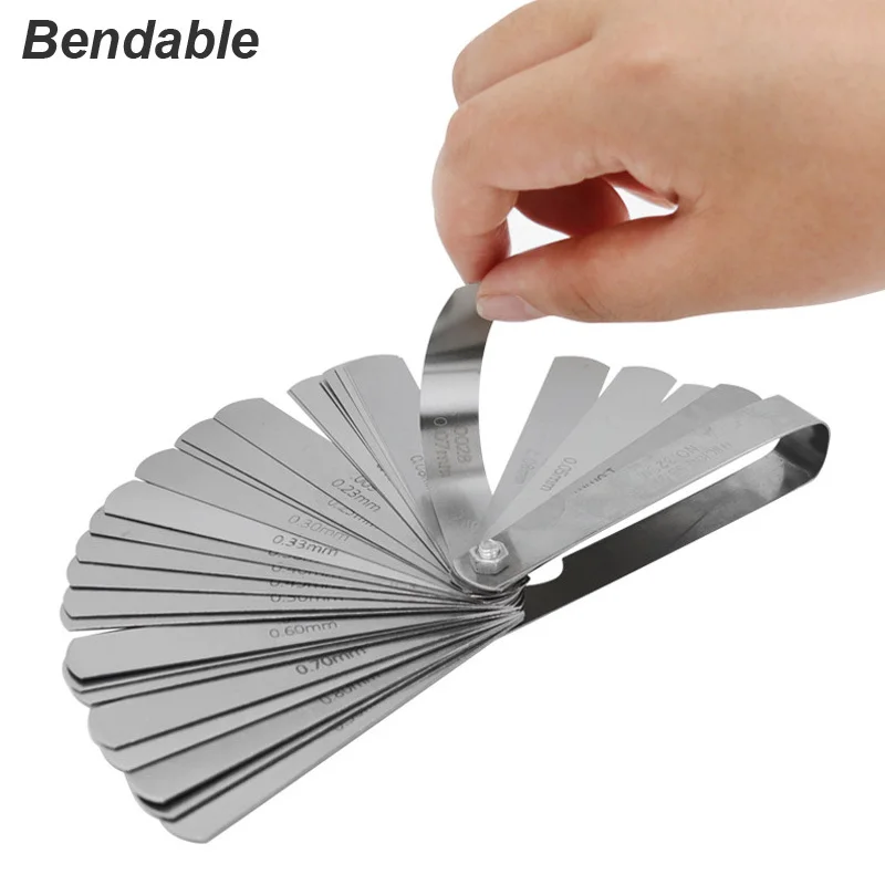 Feeler Gauge Thickness Feeler Guage 32 Blades Set Metric MM Imperial INCH Straight Gap Measure Tool Valve Calibrator Probe Motorcycle Mold