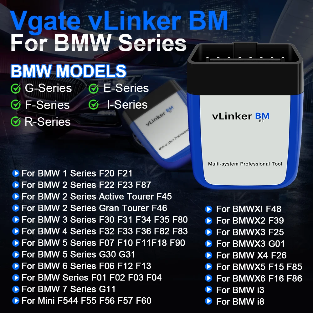 Vgate vLinker BM ELM327 For BMW Scanner Wifi Bluetooth 4.0 OBD2 OBD 2 Car Diagnostic Auto Scan Tool Bimmercode ELM 327 V1.5 V1 5 6