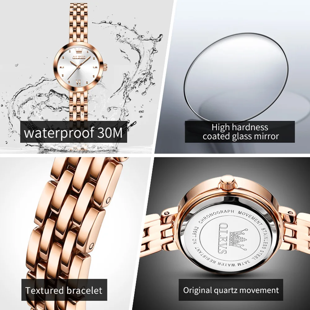 OLEVS Brand 2024 Luxury Rose Gold Bracelet Quartz Watch for Women Stainless Steel Waterproof Fashion Womens Watches Montre Femme