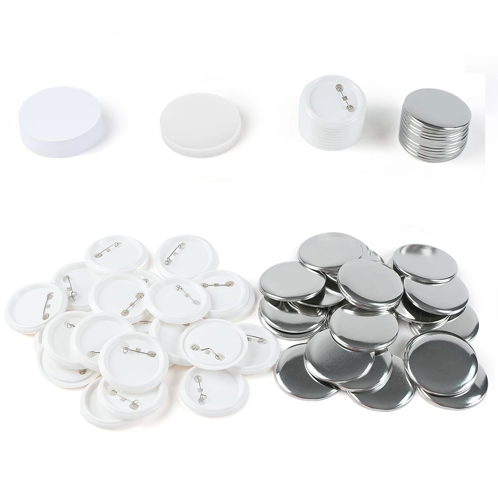 100PCS 25-75mm Round Blank Button Making Supplies Plastic/Frosted Pin Badge Parts Kit for Button Maker Machine badge parts button making supplies badge pin