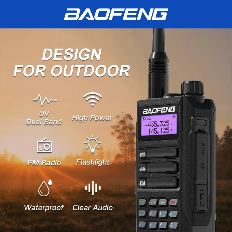 BAOFENG UV-16 Walkie Talkie Tri-Band 10 KM Powerful Waterproof VHF/UHF CB Ham Dual Band Professional Two Way Radio USB-C Charger 2