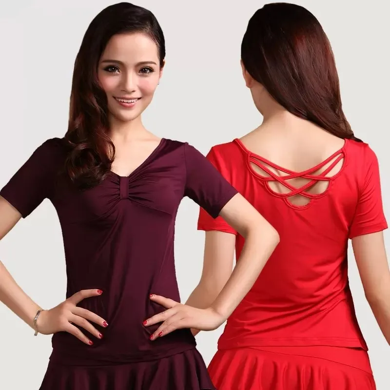 

Однотонные облегающие топы для латиноамериканских танцев, женские элегантные Костюмные сапоги с ремнем для бальных танцев, Современная джазовая рубашка