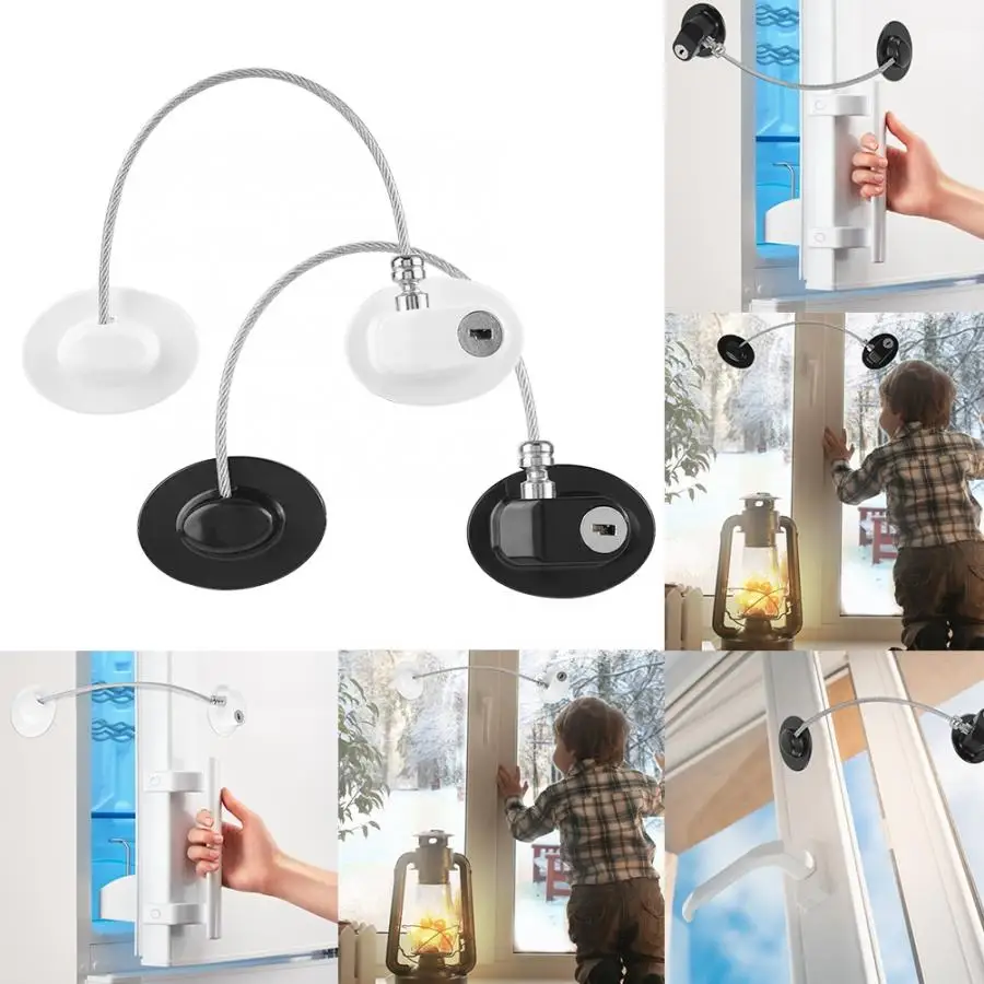 1pc StainlessSteel BabyChildSafetyLock Window Refrigerator Opening Security Cable Door Lock For Kids Safety Protector Protection