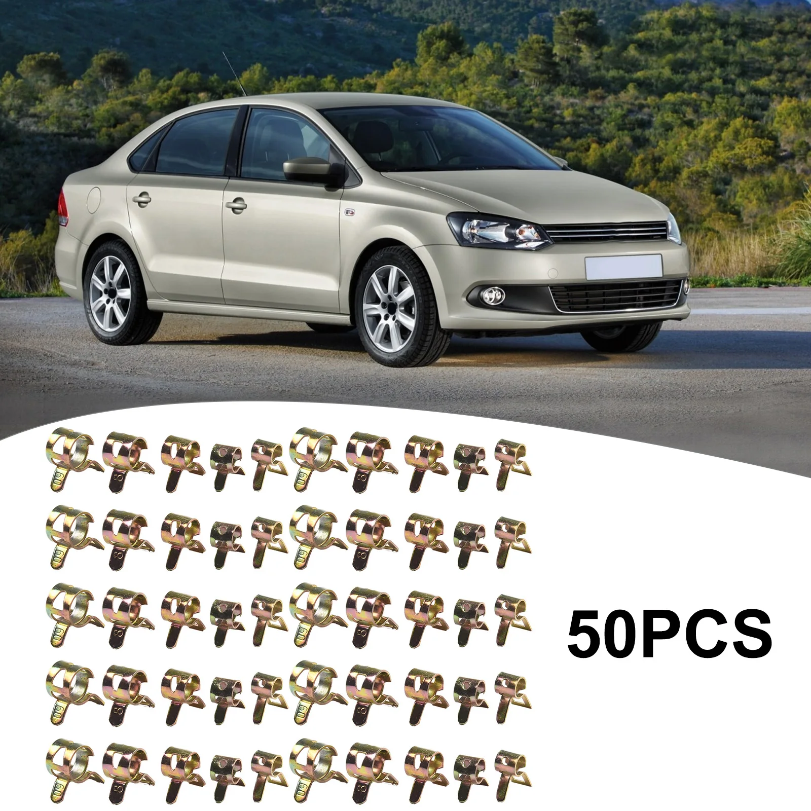 Spring Clip Clamps Hose Clamps Spring Clamps 50Pcs/set Tube Clamps 5/6/7/8/9mm Car Auto Spring Clip Fuel Oil Water Hose Pipe Tube Clamp Fastener 5 Sizes Parts